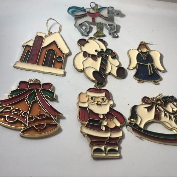 christmas Tree Hanging Stained Glass ornaments Size 3.25”x2.50”(6 pieces) - Picture 9 of 16